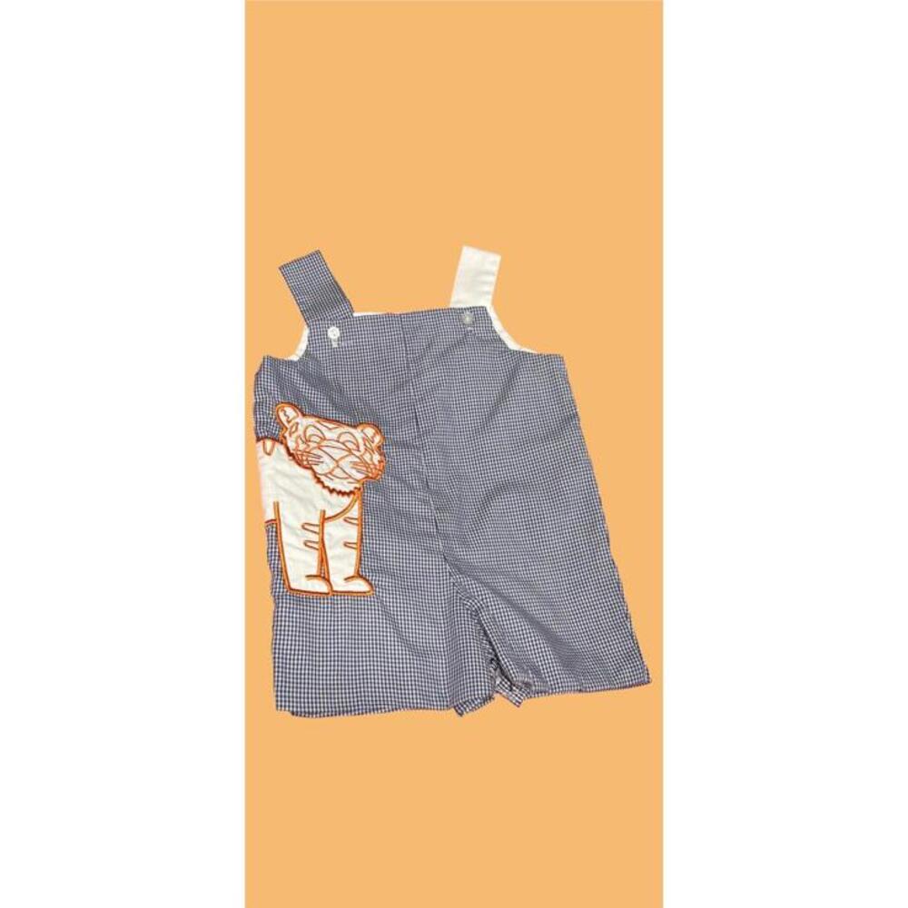 Auburn Fans Magnolia Steel Embroidered Baby Romper with Tiger Design 9M